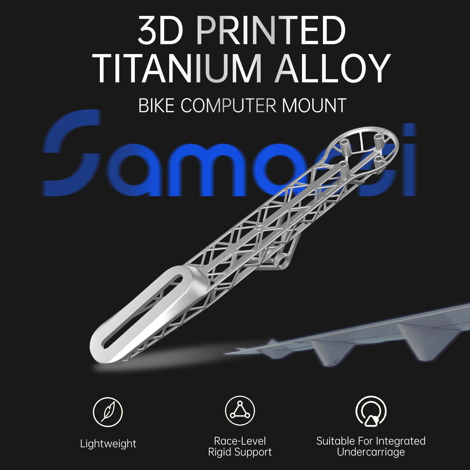 Universal -6° titanium 3D Printed Bike Computer Mount, Samassi Ultra-Light, Ultra-Strong Mount Perfect Fit for Your Ultimate Ride.